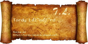 Tordy Lénárd névjegykártya